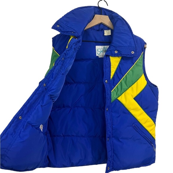 Skitique Vintage 80's Slope Grey Duck Down Ski Puffer Winter Vest Size Large - Picture 4 of 7